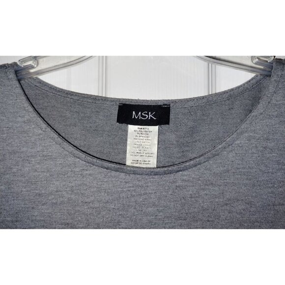 Women's MSK Gray Knit 3/4 Length Sleeve Jersey A-Line w/ Swing Dress (Sz. Large) - Picture 2 of 5